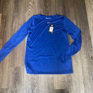 Nwt Under Armour Women’s Heat Gear Fitted LS Blue Shirt Sz M